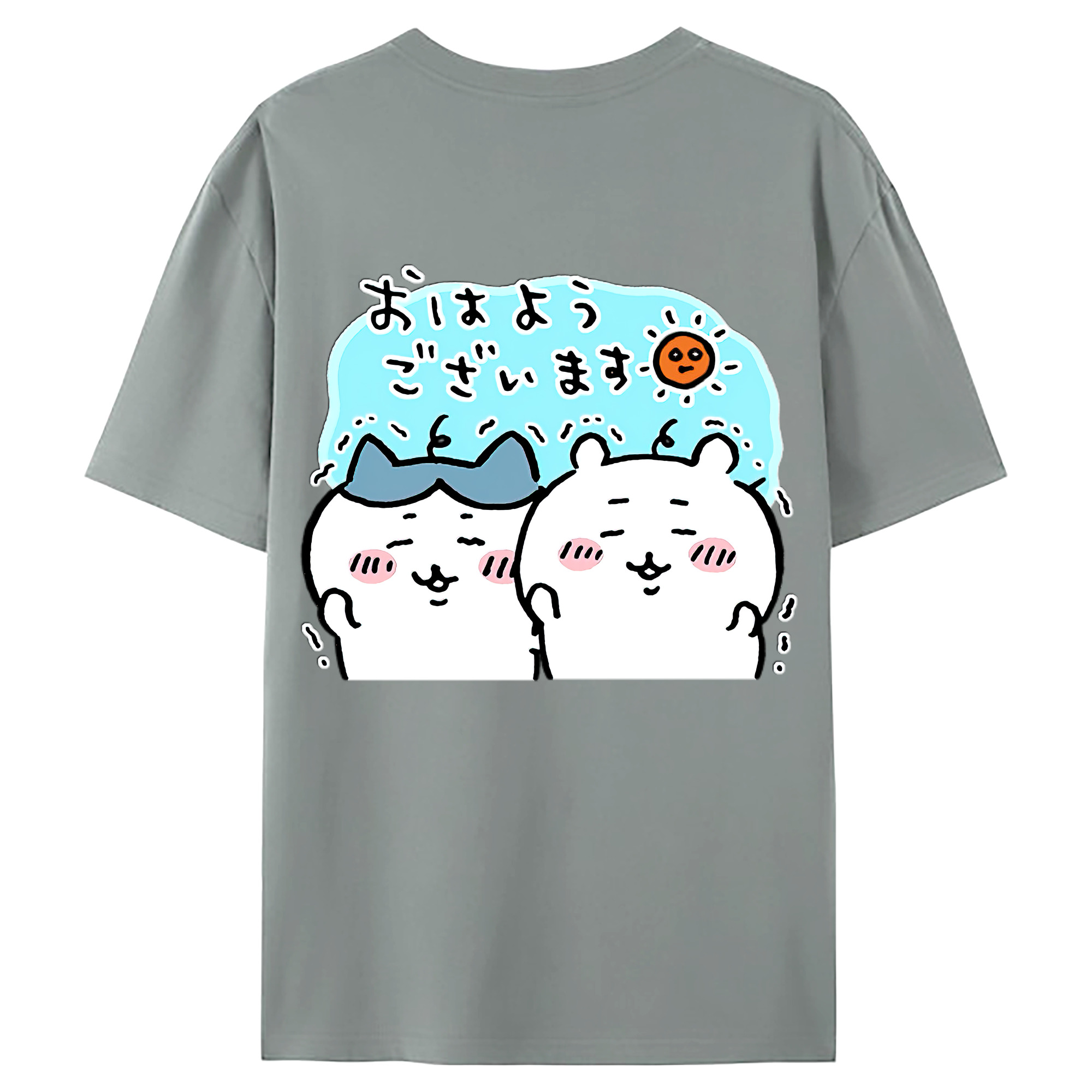 （画像用） ちいかわ ハチワレ Chii-kawa hachiware 綿100％ メンズ半袖Tシャツ（バックプリント） 通気性